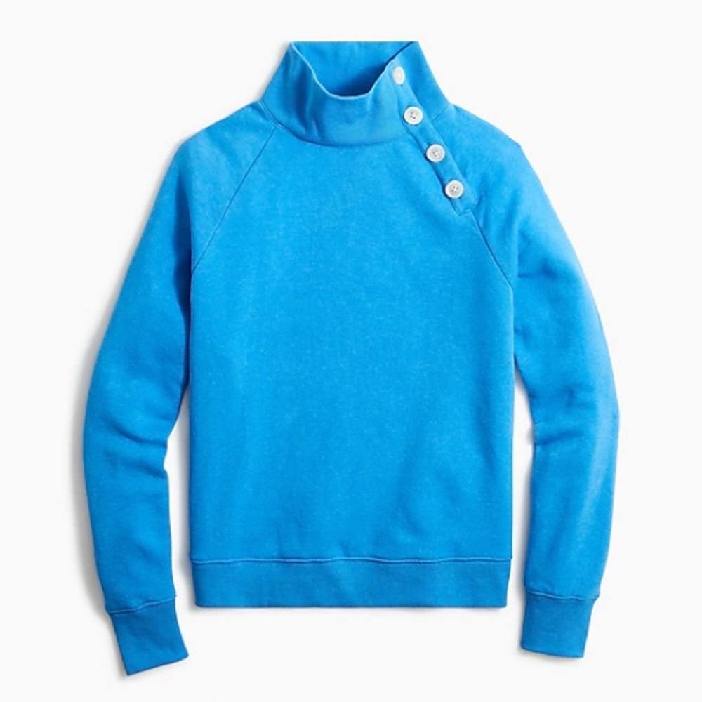J. Crew Blue Wide Button Collar Pullover Sweatshirt Sz Small